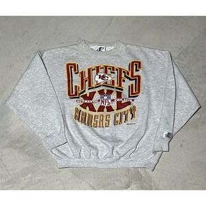 Vintage NFL Kansas City Chiefs BIG LOGO Sweatshirt SZ L SPELL OUT 1995 Champions
